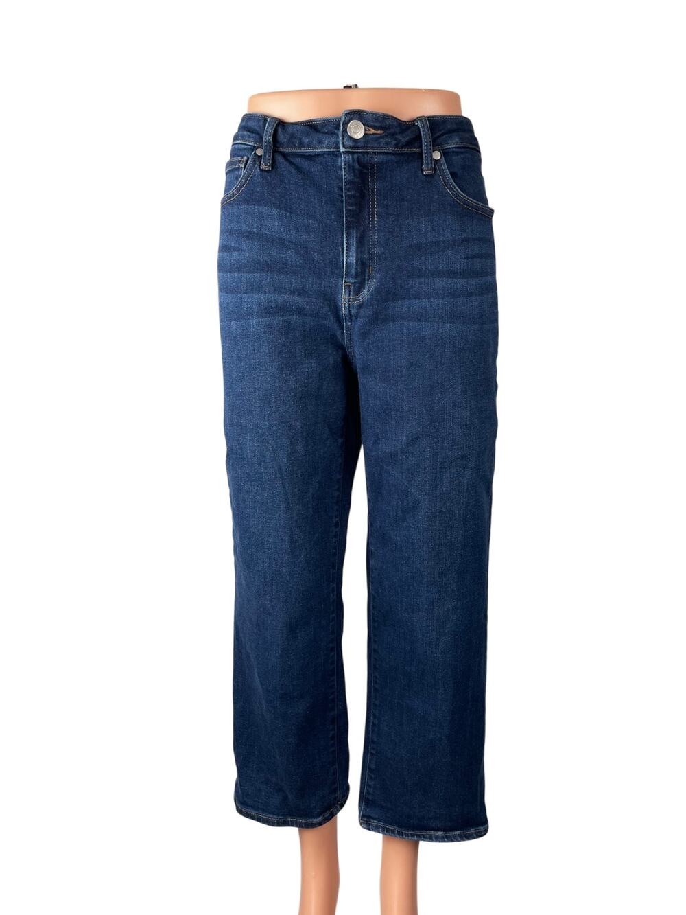 Quince Women's Blue High Rise Capri Baggy Straight Wide Leg Denim Jeans Pants 31